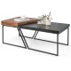 Coffee table set of 2 with black powder-coated metal legs and unique trapezoid shape, perfect for versatile use.