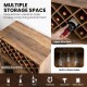 Rustic brown 2-door farmhouse kitchen storage bar cabinet with 11-bottle wine rack and built-in glass holder for.