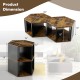Hexagonal side end table set with open storage compartments, 25" x 22" dimensions, ideal for living room or office use.
