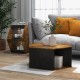 Hexagonal side end table set in a living room, featuring open storage compartments and a stylish design for versatile.
