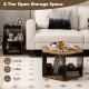 Hexagonal side end table with open storage, ideal for living room or office use, featuring a durable waterproof surface.