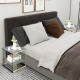 Gray 2-tier metal square side table with removable shelf, featuring a sleek design for bedroom or living room use.