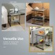 Gray 2-tier metal square side table with removable shelf, featuring a gold fence frame, ideal for small spaces.