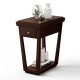 Classic end table made of rubber wood with a drawer and shelf, perfect for small spaces in living rooms or bedrooms.