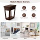 2-tier rubber wood end table with drawer and shelf, featuring a rustic design, ideal for living room or bedroom use.