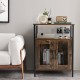 Industrial sideboard buffet cabinet in rustic brown with removable wine rack, metal mesh doors, perfect for versatile.