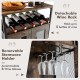 Industrial sideboard buffet cabinet in rustic brown featuring a detachable wine rack and removable stemware holder.