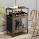 Industrial sideboard buffet cabinet in rustic brown with removable wine rack and metal mesh doors, ideal for versatile.