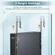 Height-adjustable hooks of the black wall-mounted jewelry armoire for customized placement and secure storage.