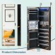 Wall-mounted jewelry armoire with frameless LED mirror, spacious storage, and adjustable hooks for customized height.