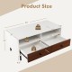 Dimensions of the 2 Tier 40 Inch Modern Rectangle Coffee Table with storage shelves and drawers for versatile use.