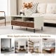 Modern rectangle coffee table with white and wood finish, featuring 2 shelves and 2 drawers for versatile storage.