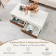Modern rectangle coffee table with storage drawers, white MDF surface, stylish design for living rooms or bedrooms.