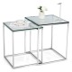 Modern nesting coffee table with tempered glass top and sturdy steel frame, showcasing a sleek design for any decor.