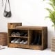 Entryway storage shoe bench in rustic brown with padded cushion, 1 drawer, and 3 open compartments for organized.