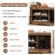 Entryway storage shoe bench in rustic brown with 2 open shelves, 1 drawer, and cushioned seating for organized footwear.