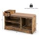 Entryway storage shoe bench in rustic brown with 1 drawer, 3 compartments, and soft padded cushion for comfortable.