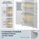 Freestanding white bathroom cabinet with adjustable shelves, showcasing customizable storage for versatile home use.