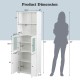 6-tier freestanding bathroom cabinet in white with 2 open shelves, adjustable shelves, and 2 cabinet doors for.