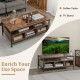 3-tier industrial style coffee table with storage cubbies, suitable as a coffee table or TV stand for versatile use.