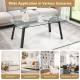 Modern tempered glass coffee table with metal frame, featuring a spacious top and sturdy legs, ideal for living room.