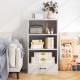 48-inch tall white wood bookcase with 4 tiers and drawer, ideal for living room or study room storage.