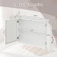 2-tier white bathroom wall-mounted mirror storage cabinet dimensions with double mirrored doors and enclosed shelves.