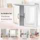 2-tier white bathroom wall-mounted cabinet with double mirrored doors and metal handles for storing essentials.