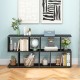 Geometric 3-tier bookshelf in black with ample storage, suitable for study or office, featuring a smooth.