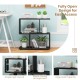 24-inch black 3-tier geometric bookshelf with ample storage and elegant design, perfect for study or office use.