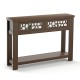 2-tier console table in brown with mirrored drawers, open shelf, and modern design, perfect for small spaces.