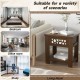 Wood retro end table in brown with mirrored drawer and open shelf, perfect for living room or bedroom use.