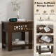 Wood retro end table with spacious desktop and mirrored glass drawer, ideal for displaying decor and keeping essentials.