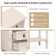 Narrow console table in beige with three storage drawers and open bottom shelf, perfect for small spaces and easy.