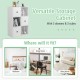 3-tier white bookshelf with anti-toppling device, featuring 3 drawers and smooth metal sliders for easy access.