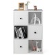 3-tier white bookshelf featuring smooth metal sliders and anti-toppling device, ideal for living room storage and decor.