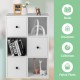 3-tier white bookshelf featuring smooth metal sliders and anti-toppling device, ideal for living room organization.