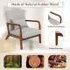 Modern accent chair with rubber wood frame, gray cushion, and lumbar pillow, perfect for relaxation and comfort.