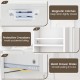 Close-up of magnetic catches and protective crossbars on a 72-inch white kitchen pantry cabinet for secure storage.