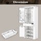Dimensions of the 72-inch white freestanding kitchen pantry cabinet with adjustable shelves and four doors for.