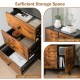 Mid-century wood storage cabinet featuring 3 slide-out drawers and a large cabinet for versatile organization.