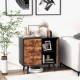 Mid-century wood storage cabinet with door and 3 drawers, featuring a vintage look and adjustable shelves for versatile.