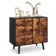 Mid-century wood storage cabinet featuring 3 drawers and a door, perfect for organizing daily necessities in style.