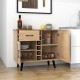 2-door buffet sideboard in oak finish with 6-bottle wine rack and pull-out drawer, perfect for stylish storage.