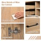 Detail of the 2-door buffet sideboard showing easy-to-clean surface, soft close hinges, and convenient handles.