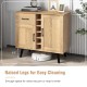 2-door buffet sideboard with 6-bottle wine rack, raised legs for easy cleaning, and mid-century modern style.