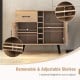 Buffet sideboard with adjustable shelves, 6-bottle wine rack, and pull-out drawer for versatile storage solutions.