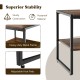 Rustic brown 2-tier square end table set with sturdy metal frame and adjustable foot pads for living room or bedroom.