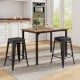 Black Tolix style counter height barstools with square seats and anti-skid foot pads, perfect for kitchen or home bar.