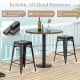 Black 24-inch Tolix style counter height barstool set with stackable design, ideal for kitchen or home bar use.